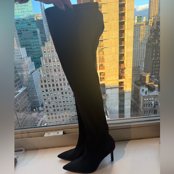 Shoes - Pointed Toe Stretch Thigh High Stiletto Boots - Size 8.5